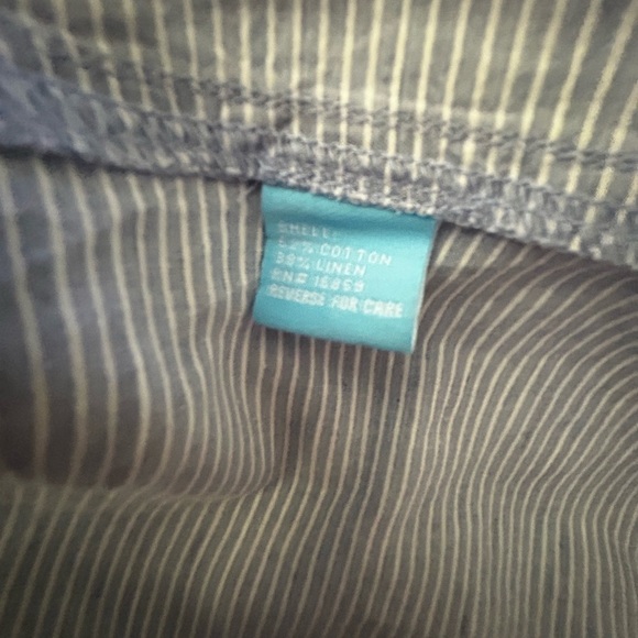 J.McLaughlin Linen Relaxed Button Up Blue Stripes Shirt Women's XL - Picture 4 of 6